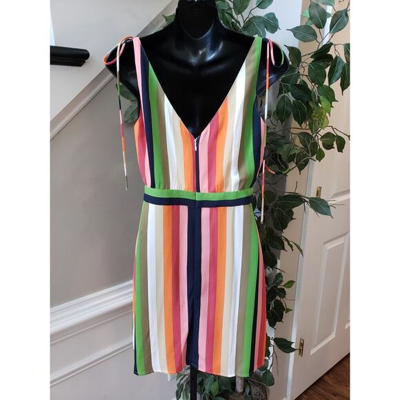 Gianni Bini Knee Length Dress Womens Size 2 Multicolor Striped V-Neck Sleeveless - Picture 4 of 12